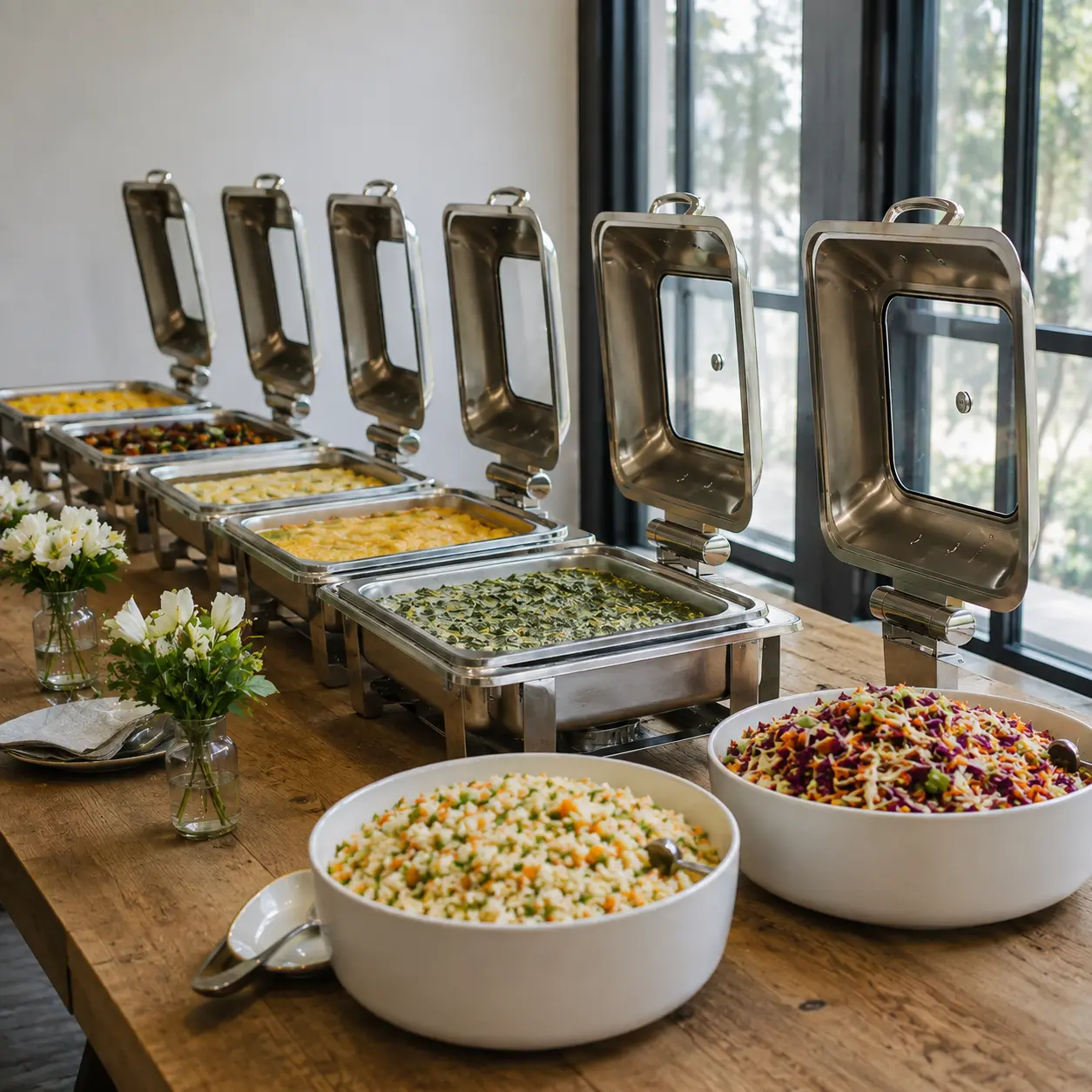 Service traiteur Mama Sarah — cloche de service sur un buffet